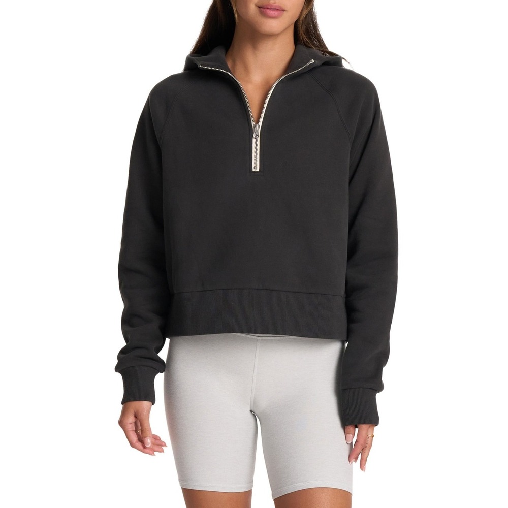 Vuori Restore Half Zip Pullover Sweatshirt Washed Black Boxy Small VW233